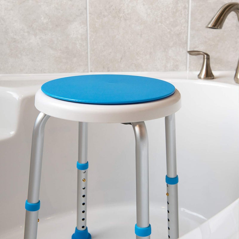 Vaunn Medical Tool-Free Assembly Adjustable Swivel Shower Stool Seat Bench with Anti-Slip Rubber Tips for Safety and Stability - Image 2